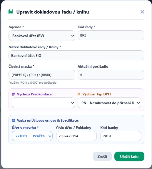 Uzávěrka & Počáteční stavy